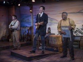 Milwaukee Repertory Theater presents Mark Twain’s River of Song in the Stacker Cabaret from January 18 – March 17, 2019. L to R: Spiff Weigand, David Lutken, Harvy Blank