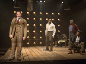 Milwaukee Repertory Theater presents The Royale in the Stiemke Studio from September 30 to November 6, 2016 featuring Left to right – John Gregorio, David St. Louis, Cedric Turner, Xavier Scott Evans