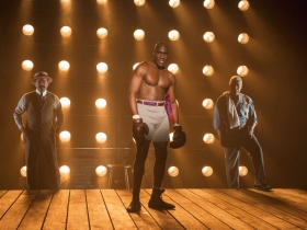 Milwaukee Repertory Theater presents The Royale in the Stiemke Studio from September 30 to November 6, 2016 featuring Left to right, John Gregorio, David St. Louis, Cedric Turner