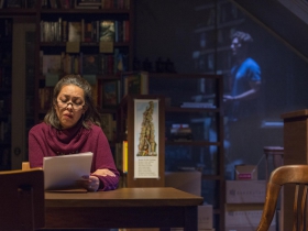 Sophia Skiles (Linda) and Mark Junek (Daniel) in Milwaukee Repertory Theater’s 2014/15 Stiemke Studio production of after all the terrible things I do. Photo by Michael Brosilow.