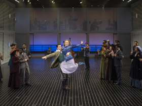 Milwaukee Repertory Theater presents Titanic The Musical in the Quadracci Powerhouse April 6 – May 14, 2022. Pictured: Center L-R: Julio Rey and Kelty Morash, with the cast of Titanic The Musical