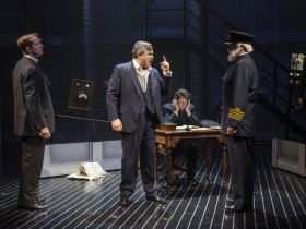 Milwaukee Repertory Theater presents Titanic The Musical in the Quadracci Powerhouse April 6 – May 14, 2022. Pictured L-R: Jeremy Landon Hays, Andrew Varela, Steve Pacek and David Hess