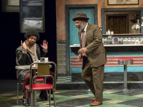 Wolf (Jefferson A. Russell) and Memphis (Raymond Anthony Thomas) in Milwaukee Repertory Theater’s production of August Wilson’s Two Trains Running April 16 – May 12, 2019