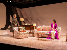 Milwaukee Repertory Theater presents Wife of a Salesman in the Stiemke Studio September 27 – November 6, 2022. Pictured: Heidi Armbruster and Bryce Gangel.