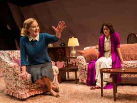 Milwaukee Repertory Theater presents Wife of a Salesman in the Stiemke Studio September 27 – November 6, 2022. Pictured: Heidi Armbruster and Bryce Gangel.