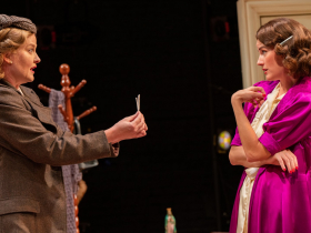 Milwaukee Repertory Theater presents Wife of a Salesman in the Stiemke Studio September 27 – November 6, 2022. Pictured: Heidi Armbruster and Bryce Gangel.