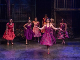 Milwaukee Repertory Theater presents West Side Story in the Quadracci Powerhouse September 17 – October 27, 2019. Left to right: Isabel Bastardo, Brooke Johnson, Reese Parish, Terynn Erby-Walker, Courtney Arango, Isabella Abel-Suarez and Gina dePool