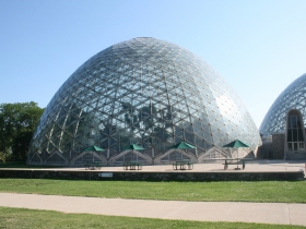 Mitchell Park Horticultural Conservatory, The Domes, are just across a bridge from Three Bridges Park.