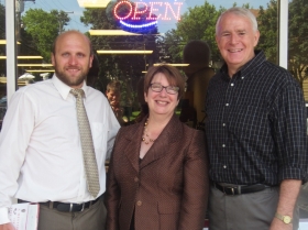 Alderman Kovac, Director Paula Kiely, and Mayor Barrett