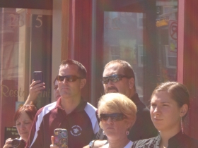 The crowd at the parklet unveiling.