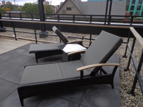 The rooftop deck was outfitted nicely with these loungers.