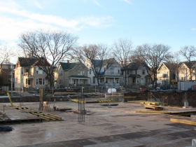 Construction of The Standard at East Library.