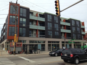 The balconies are have a green tint.