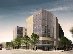 Northeast corner rendering of Greenwich Park Apartments with both phases completed.