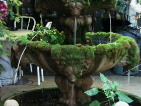 Patio fountain.