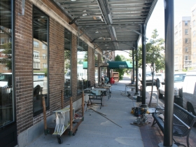 Work continues on the cafe seating area.