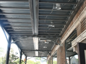 Lighting being installed.