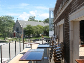Pizza Man's second floor balcony.