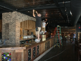 Work continues on the main bar area.