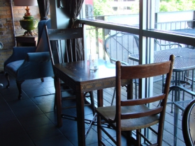 Tables by patio at Hotel Foster.