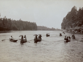 Fleet of Rowboats on a Sunday Afternoon—Dells Guides, ca. 1870s