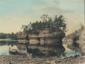 Lone Rock with Canoe, ca. 1900