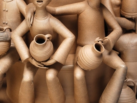 Gerit Grimm, Village Tree, Stoneware, 2011 56” x 23” x 23”