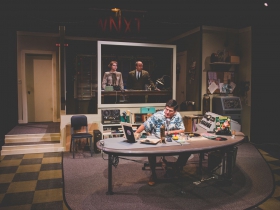 David Cecsarini, Molly Rhode and Doug Jarecki in Next Act Theatre's unSilent Night.