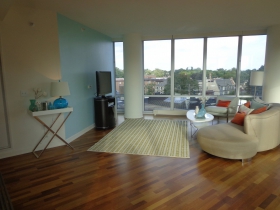 Living room in a two-bedroom apartment.