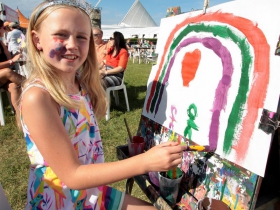 Sophie Evans, from Milwaukee painting at The PNC Children's Experience