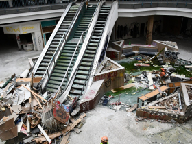 Debris From Vandalism and Casey Neistat Set at Northridge Mall