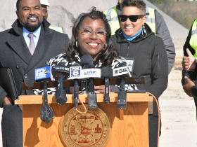 Alderwoman Larresa Taylor at Northridge Mall demolition press conference