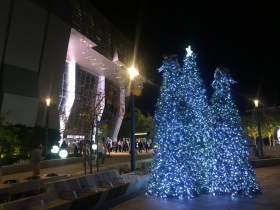 Approaching Golden 1 Center's main entrance.