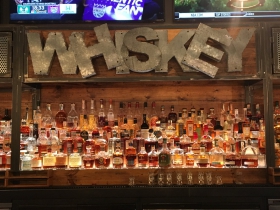 Along the bar at Sauced BBQ.