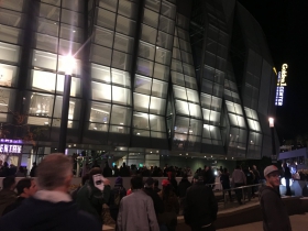 Fans line up to enter Golden 1 Center.