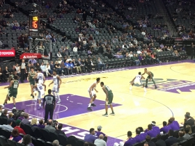 Bucks blowout. Most of the fans have left with a minute left in the game.