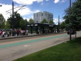 Light-rail stop in Salt Lake City.