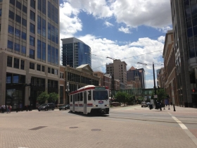 The TRAX in downtown Salt Lake City.