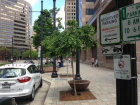 Reserved on-street parking for car-sharing.