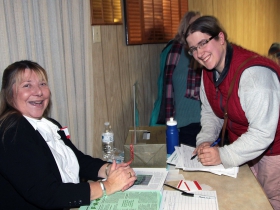 County Grounds Coalition member Barb Schoenherr and Katy Gross