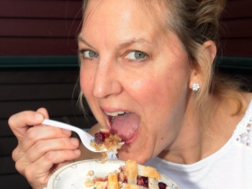 Julie Nicholds, from Wauwatosa enjoyed eating tasty homemade pie