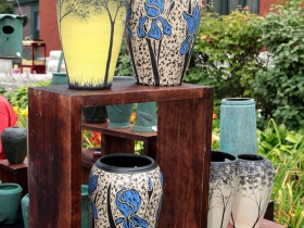 Hand carved stoneware and pottery by Thomas Skupniewitz, from Lake Mills, WI