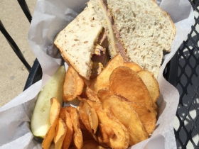 Nueske’s Liver Sausage with Swiss Cheese Sandwich