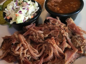 Smoked ham with smokehouse beans and coleslaw
