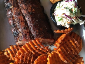 Baby back ribs with sweet potato fries