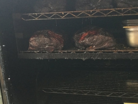 Pork butt in the smoker