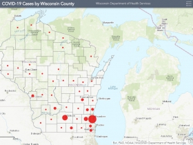 March 29th COVID-19 Wisconsin Case Map