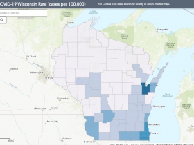 May 9 COVID-19 Wisconsin Cases Per 100,000 Residents Map