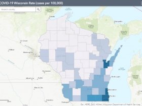 May 19 COVID-19 Wisconsin Cases Per 100,000 Residents Map