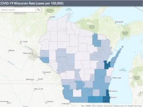 May 24 COVID-19 Wisconsin Cases Per 100,000 Residents Map